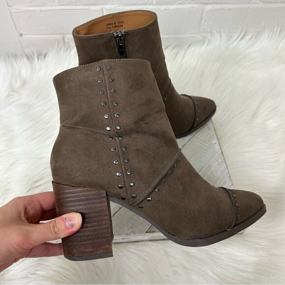 Report Studded Pointed Toe Stacked Heel Booties Size 9 - Picture 2 of 12